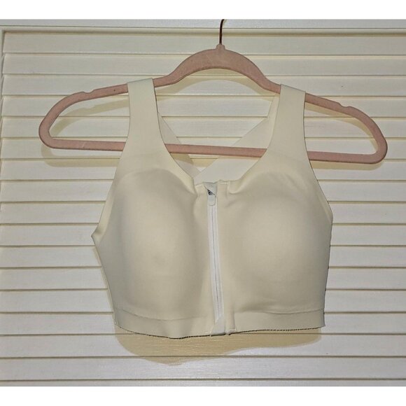 Lululemon Women's Cream Cross-Back Sports Bra With Zip Closure Size 34DD 2592 - Picture 11 of 14